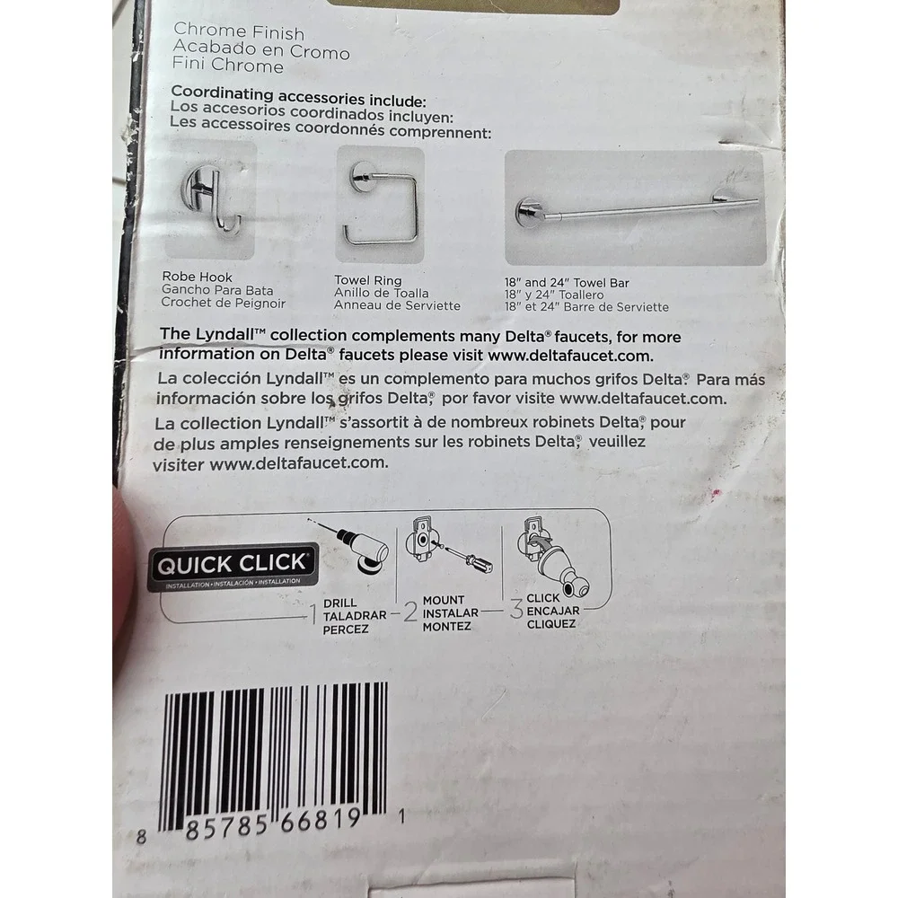 Delta Lyndall Chrome‎ Toilet Paper Holder Wall Mount LDL50-PC Quick Click New F1